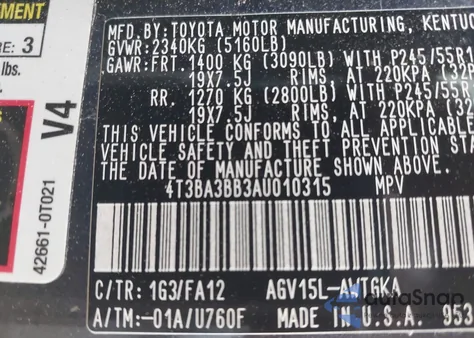 2010 Toyota Venza из США, поврежденный, VIN 4T3BA3BB3AU010315